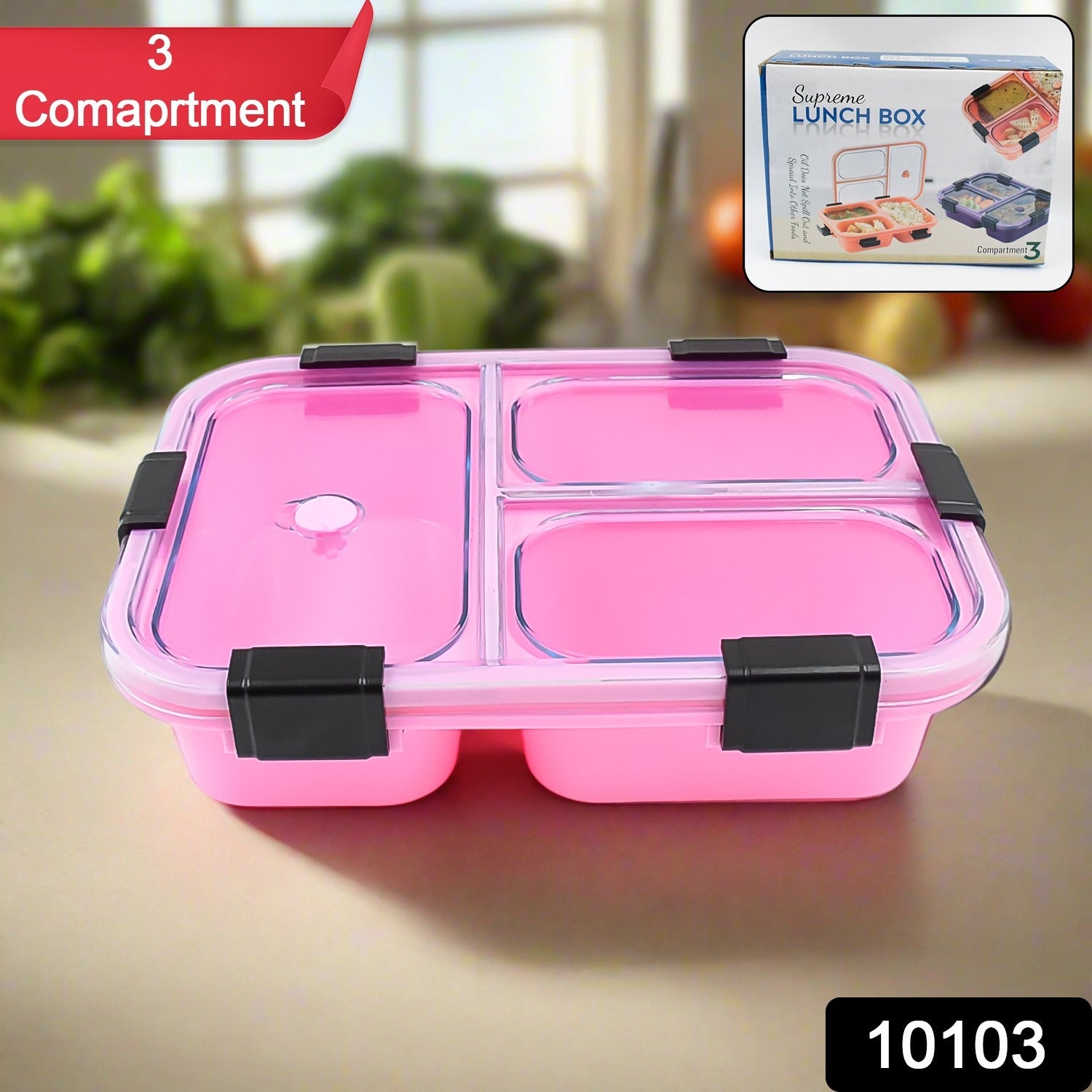 Plastic 3 Compartment Insulated Lunch Box Lunch Box (1 Pc) Plastic 3 Compartment Insulated Lunch Box Lunch Box (1 Pc)